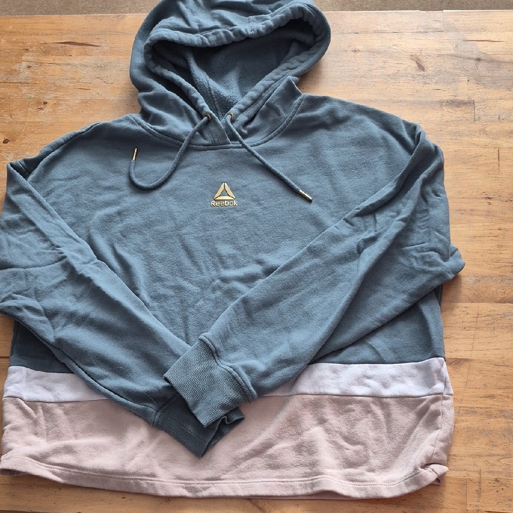Reebok Blue and Tan Women's Hoodie